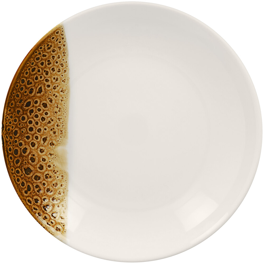 RAK Porcelain Wild 11 13/16" Brown Round Porcelain Deep Coupe Plate - 6/Case