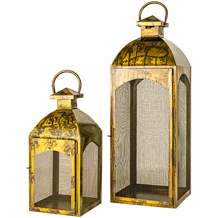Kalalou 2-Piece Antique Bronze Lantern Set