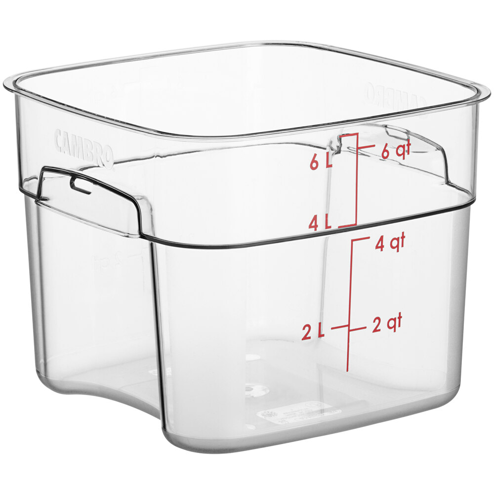 Cambro CamSquares® FreshPro 6 Qt. Clear Square Polycarbonate Food Storage Container