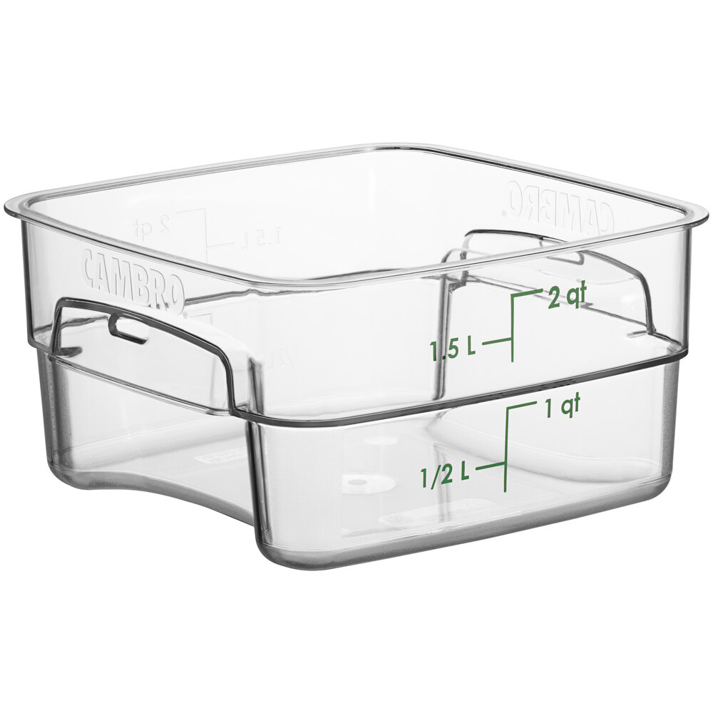 Cambro CamSquares® FreshPro 2 Qt. Clear Square Polycarbonate Food Storage Container