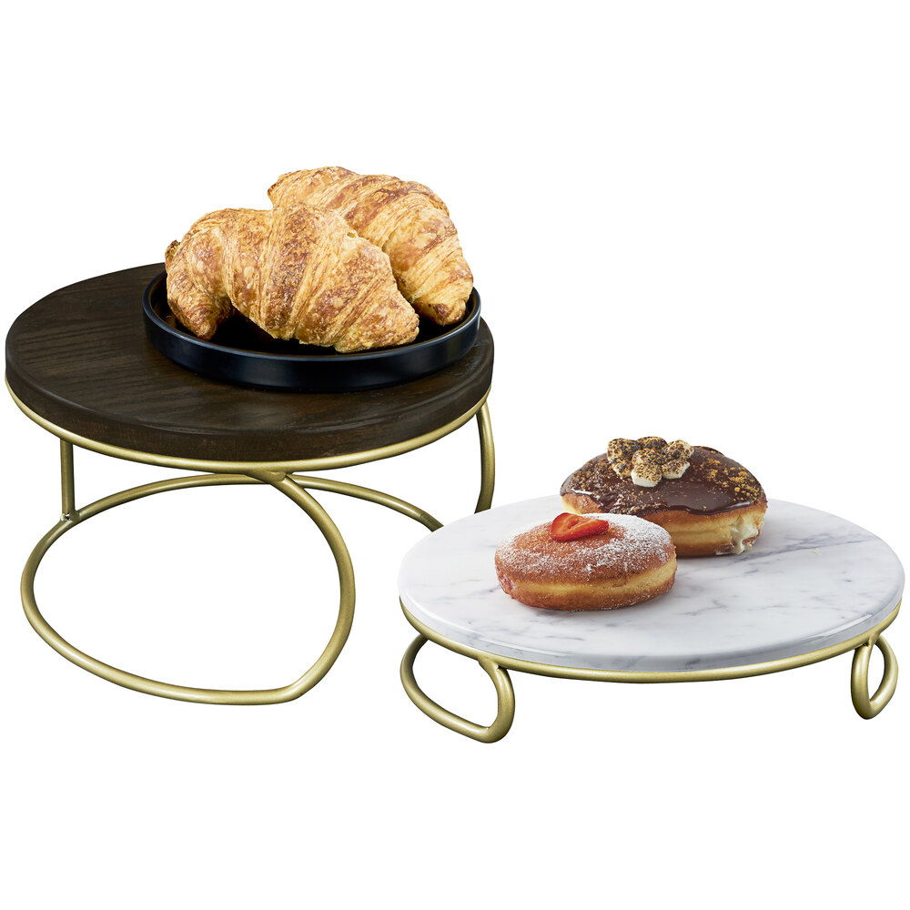 Cal-Mil Heritage 12" x 6" Round Gold / Dark Oak Display Riser