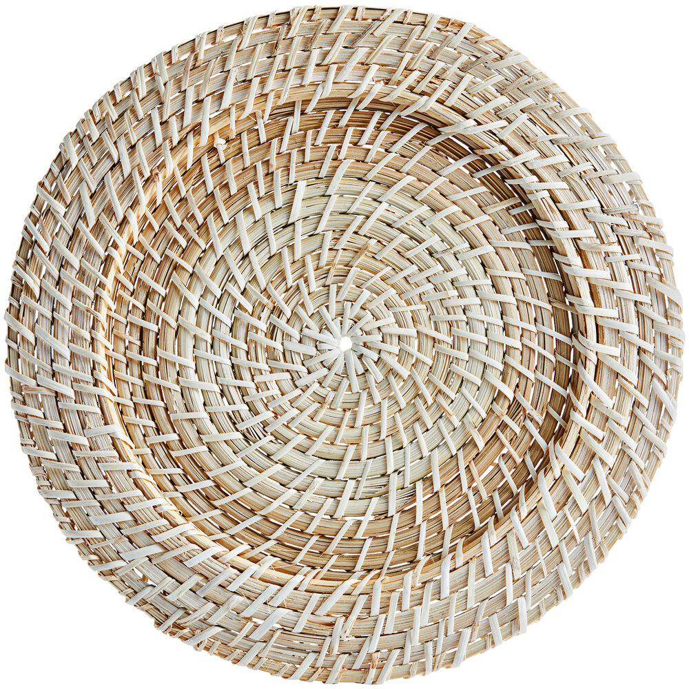 Acopa 13" Round Blond Rattan Charger Plate - 12/Pack