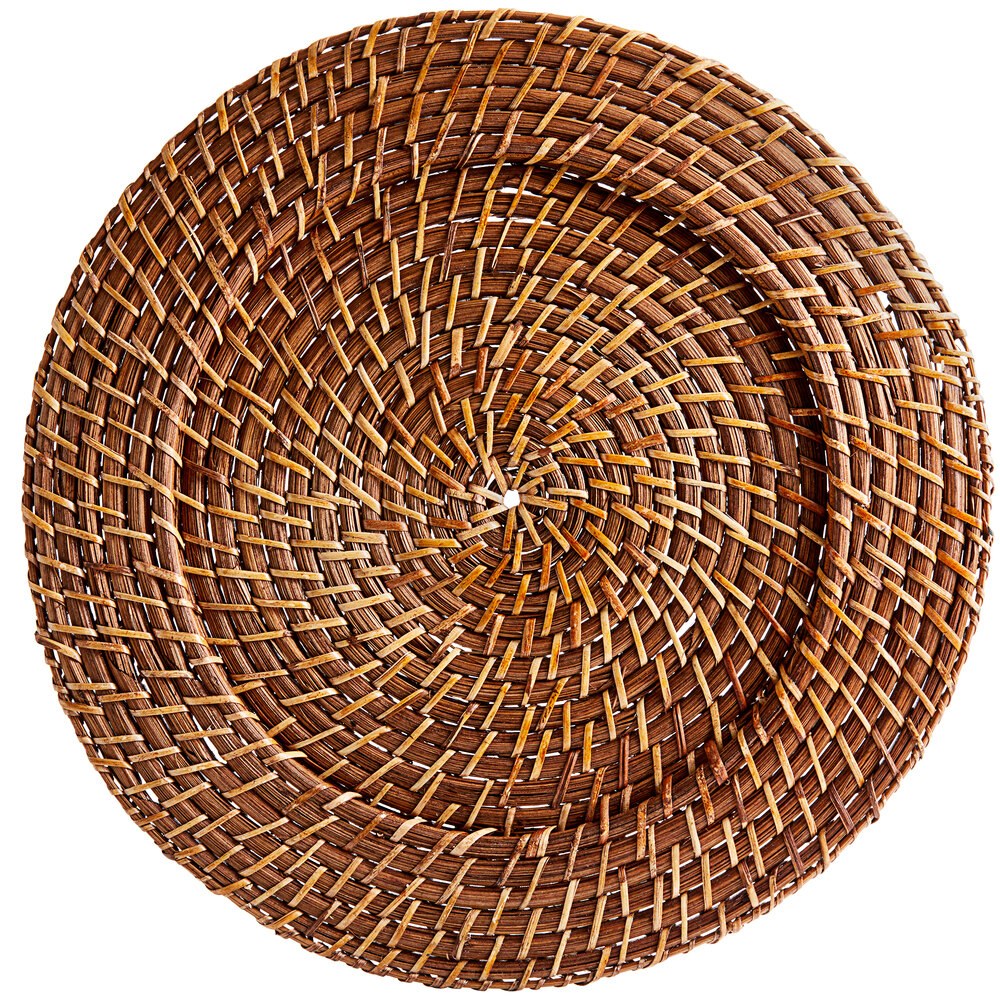 Acopa 13" Round Auburn Rattan Charger Plate - Sample