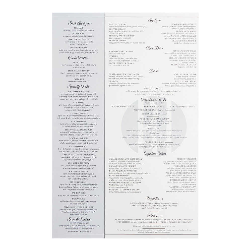 Choice 11" x 17" Rounded Corner Customizable Waterproof Menu