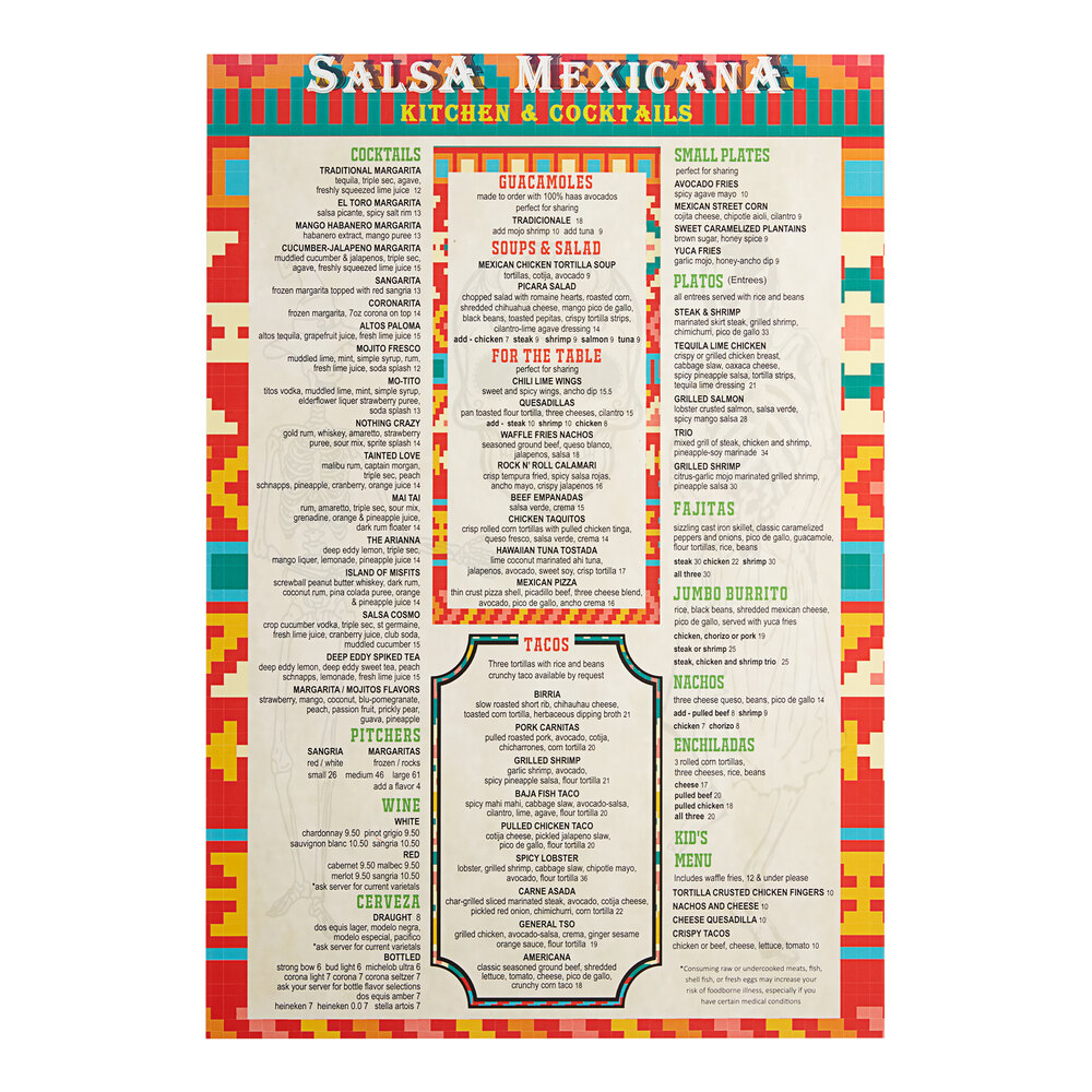 Choice 13" x 19" Rounded Corner Customizable Waterproof Menu