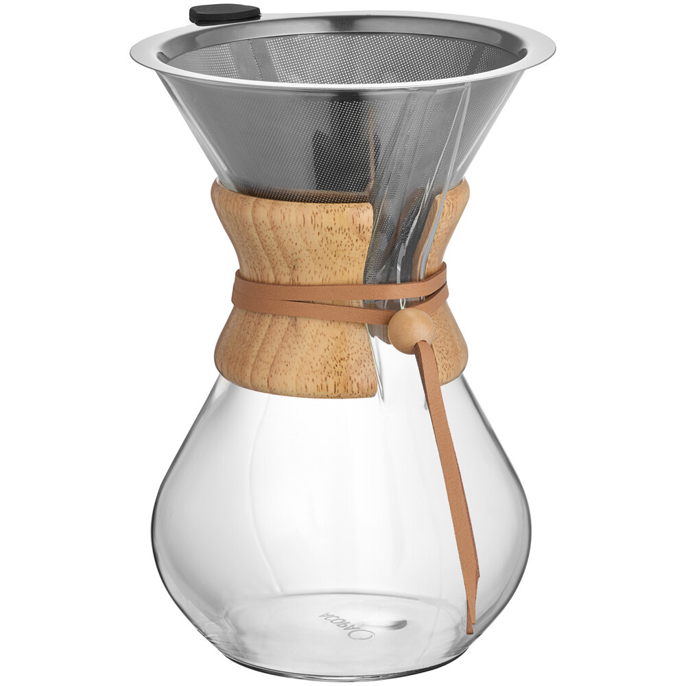 Acopa 4-Cup Glass Pour Over Drip Pot with Wood Collar