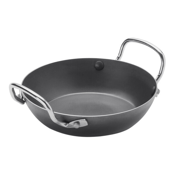 American Metalcraft 6 3/8" Black Carbon Steel Paella Pan BSPP6
