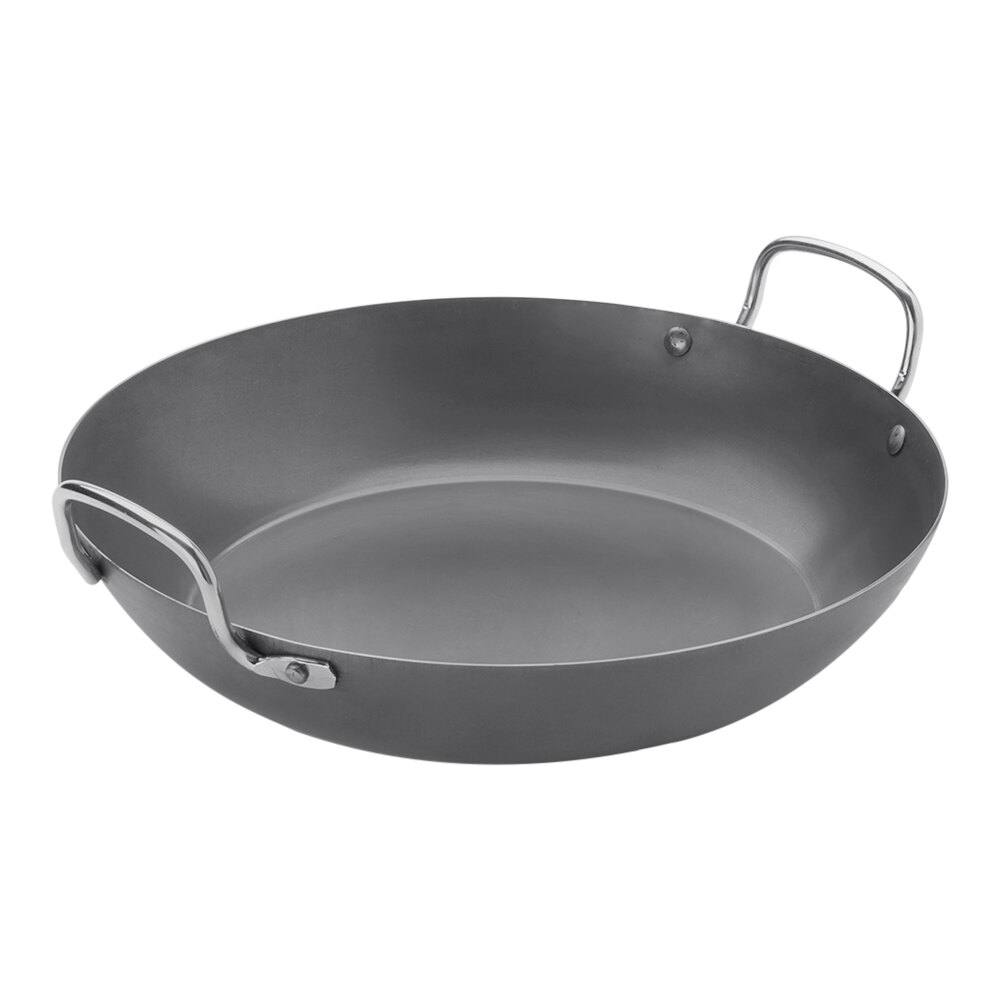 American Metalcraft 12 1/2" Black Carbon Steel Paella Pan BSPP12