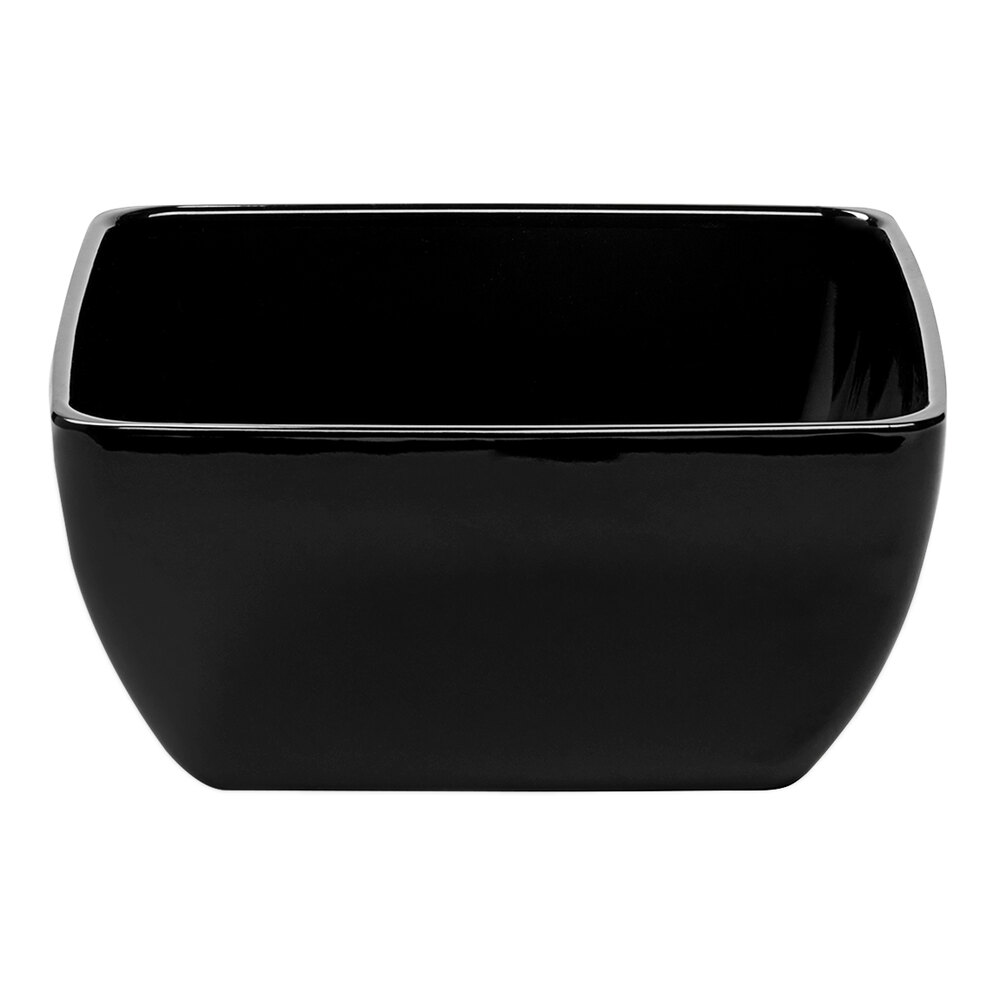 APS Pure 128.5 oz. Square Black Melamine Bowl - 3/Case