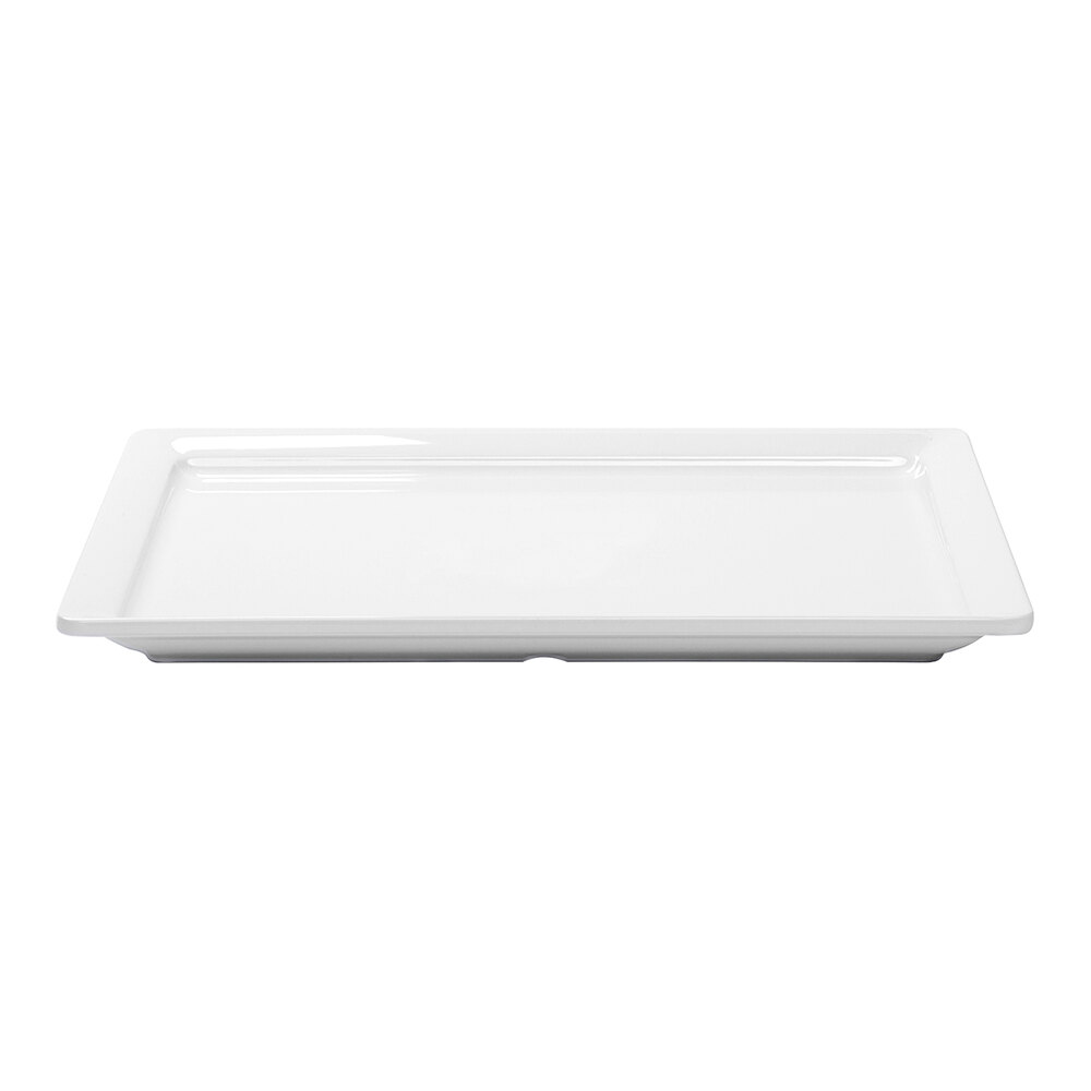APS Pure 15 3/4" x 11 13/16" Rectangle White Melamine Tray - 6/Case