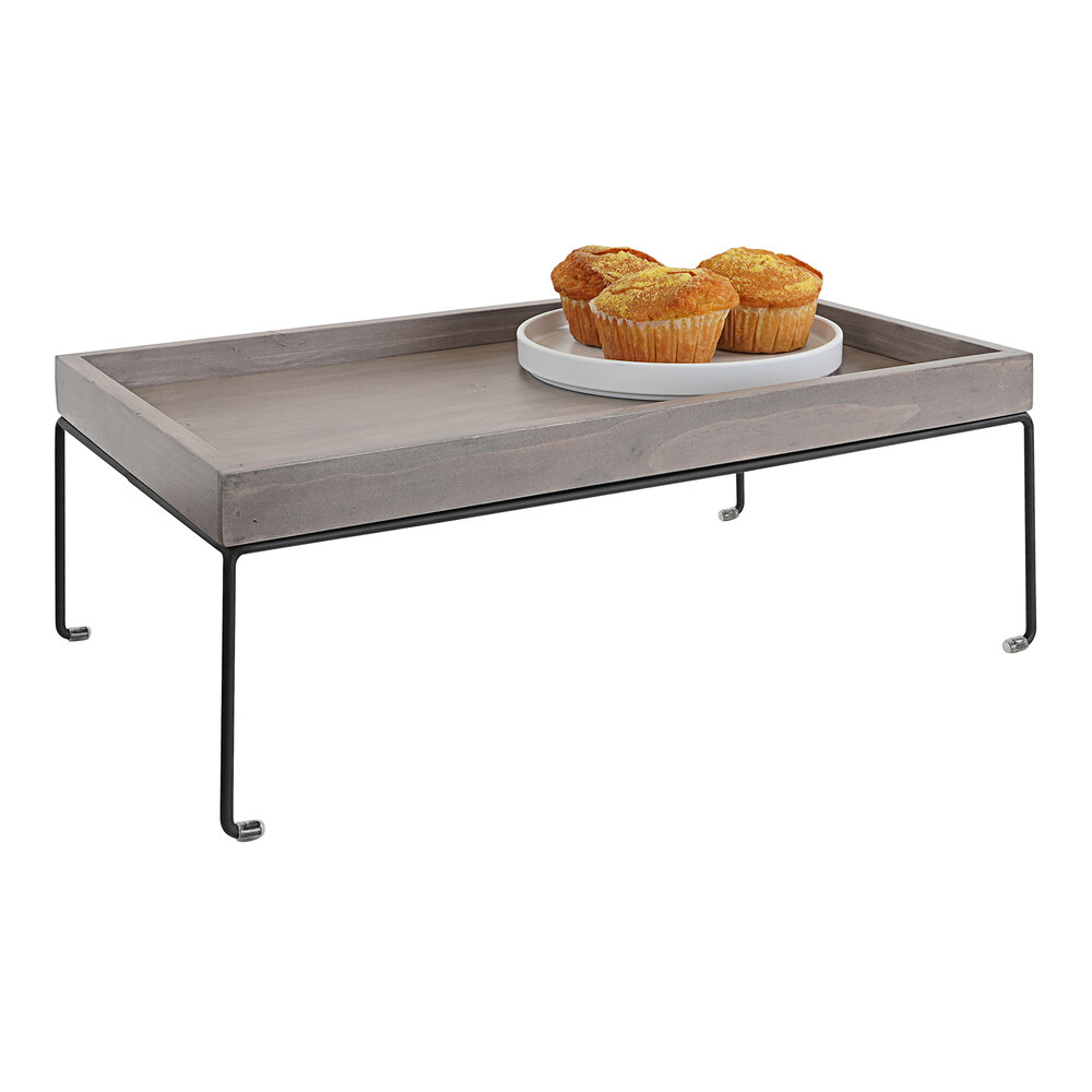 Cal-Mil Aspen 12" x 20" x 7 1/2" Gray-Washed Pine Wood Display Riser with Removable Metal Base 22432-7-110