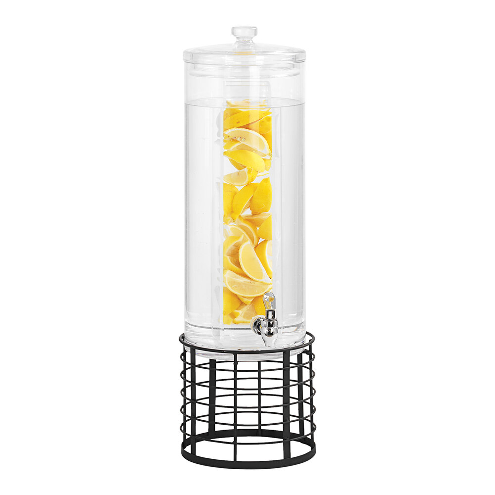 Cal-Mil Madison 3 Gallon Round Beverage Dispenser with Infusion Chamber and Black Wire Base 22603-3INF-13