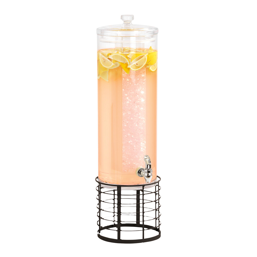 Cal-Mil Madison 3 Gallon Round Beverage Dispenser with Ice Chamber and Black Wire Base 22603-3-13