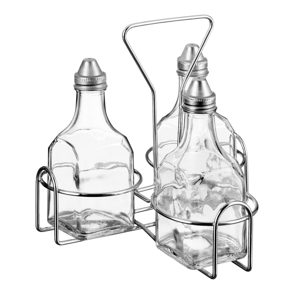 Choice 3-Compartment Wire Caddy with (3) 6 oz. Cruets