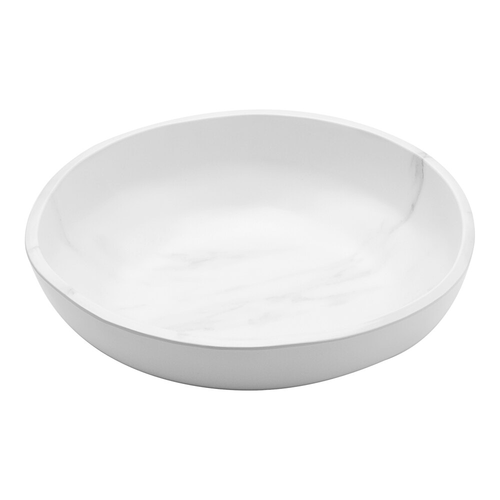 American Metalcraft Mix & Matte 137 oz. White Marble Melamine Bowl