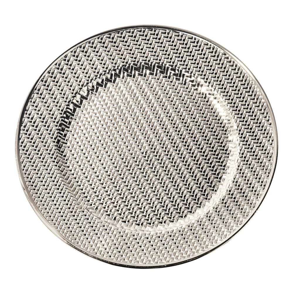 American Atelier 13" Round Aubrey Silver Plastic Charger Plate by Jay Companies - 12/Pack