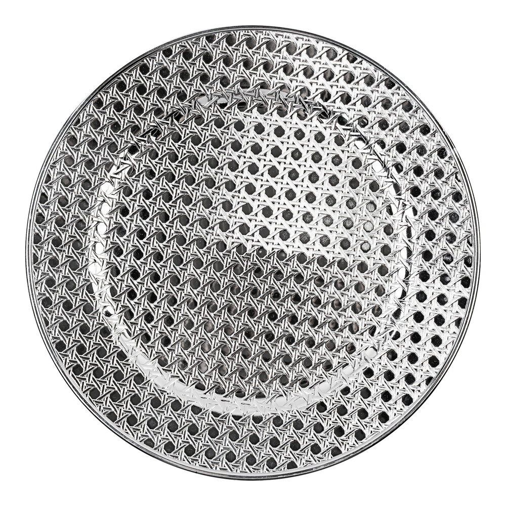 American Atelier 13" Round Impressions Silver Plastic Charger Plate by Jay Companies - 12/Pack