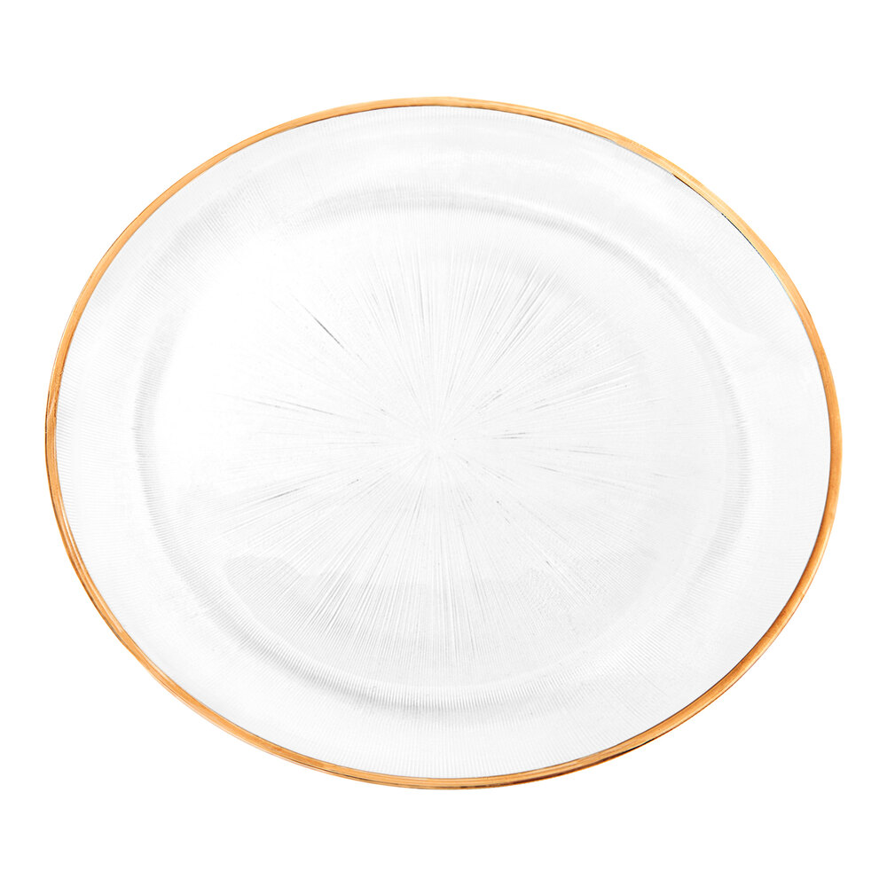 American Atelier 13" Round Elite Gold Rim Glass Charger Plate by Jay Companies - 12/Pack