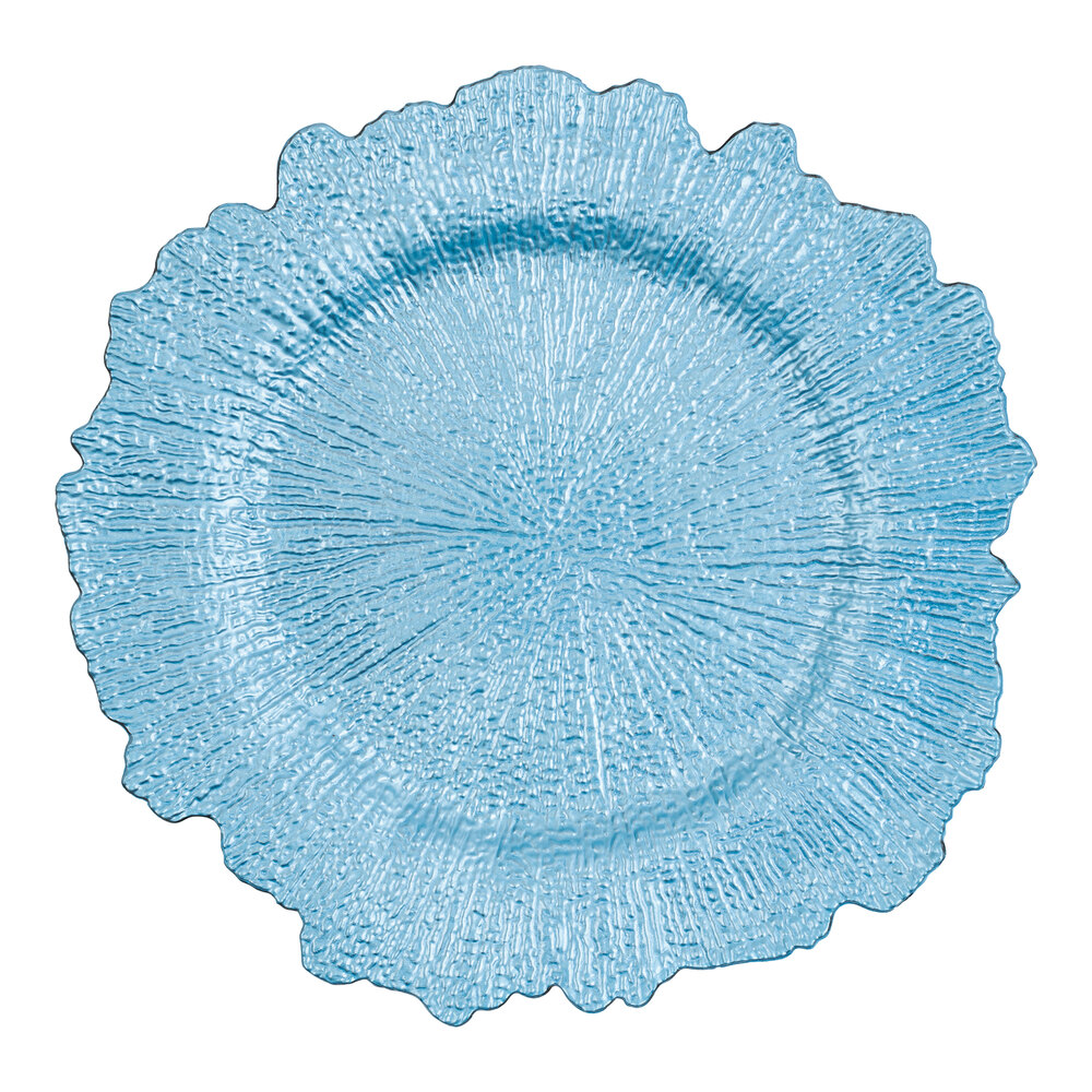American Atelier 13" Round Reef Light Blue Plastic Charger Plate by Jay Companies - 12/Pack