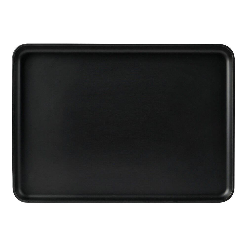 Cal-Mil Hudson 13" x 9 1/2" Black Rectangular Raised Rim Melamine Platter