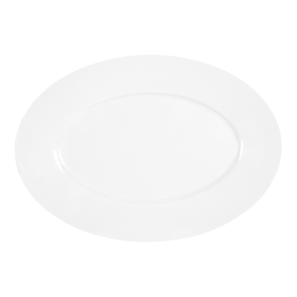 Cal-Mil 10" x 7" White Oval Classic Rim Melamine Platter