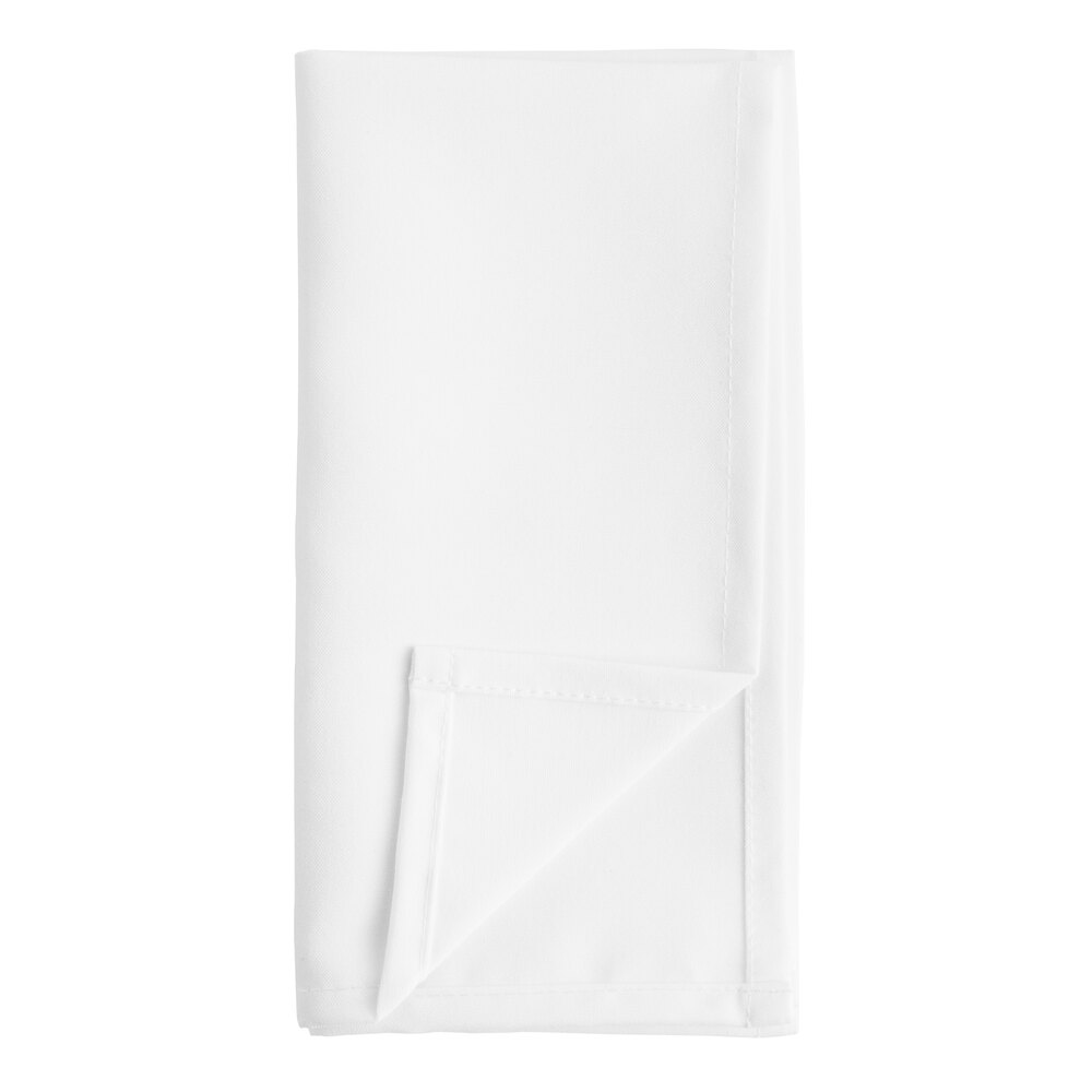 Choice 18" x 18" White 100% Spun Polyester Hemmed Cloth Napkins - 12/Pack