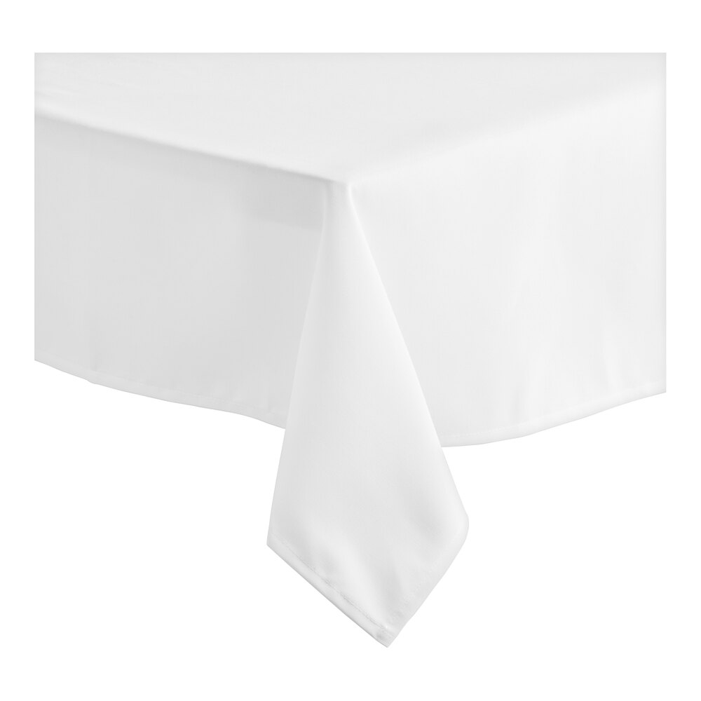 Choice 54" x 120" Rectangular White Seamless 100% Spun Polyester Hemmed Cloth Table Cover
