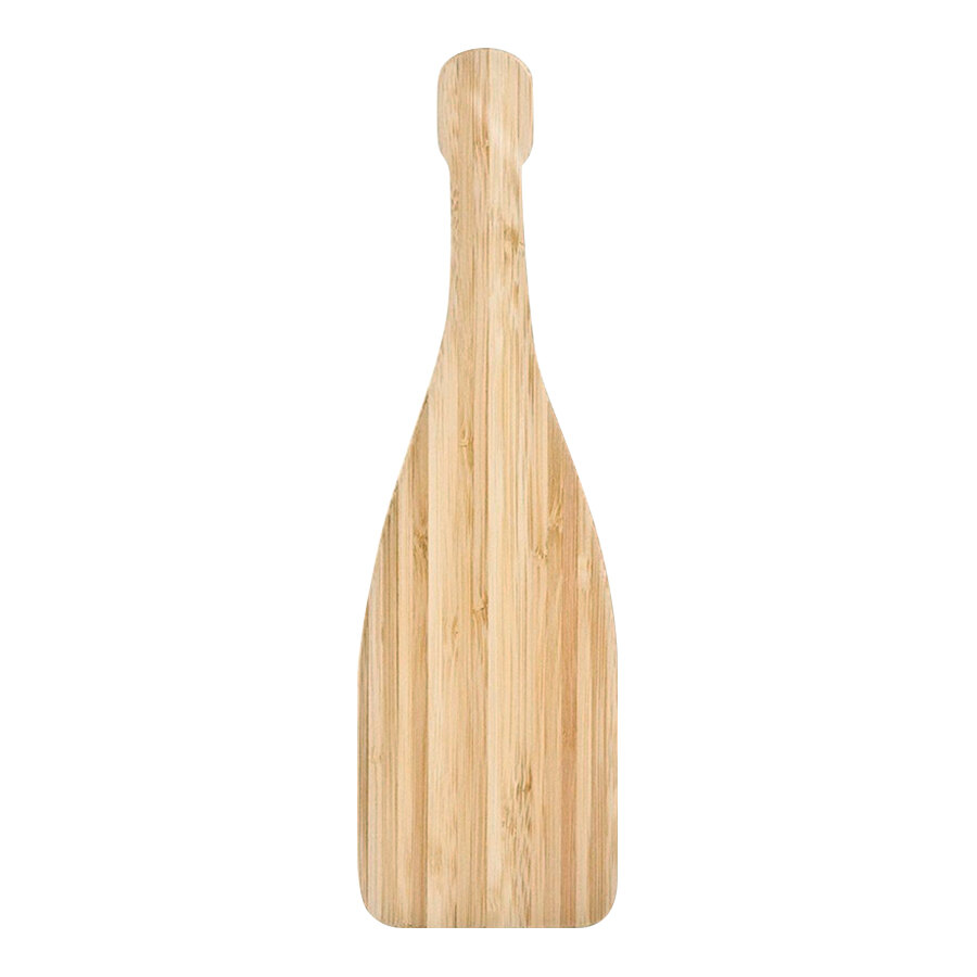 Franmara 13 1/8" x 3 7/8" x 5/8" Champagne Bottle-Shaped Bamboo Cheese Board - 12/Case
