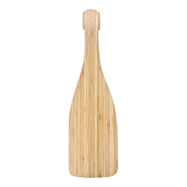 Franmara 17 3/4" x 5 1/4" x 5/8" Champagne Bottle-Shaped Bamboo Cheese Board