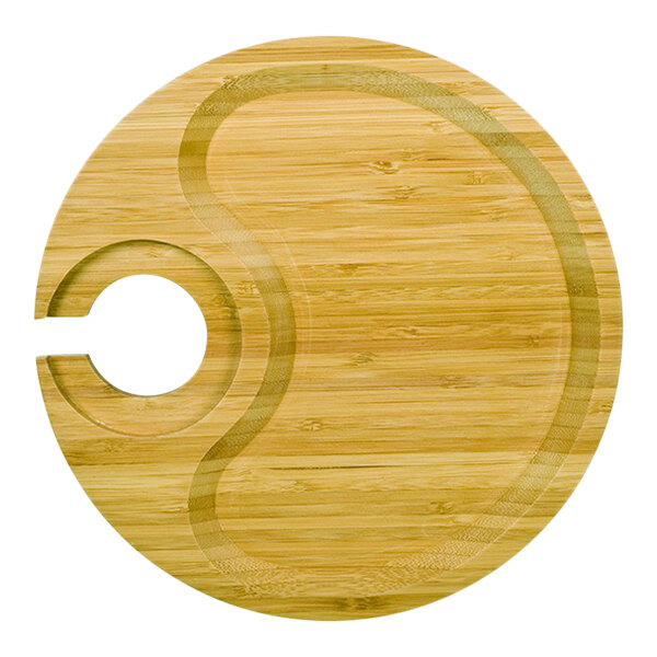 Franmara 9" x 9/16" Round Bamboo Party Plate with Built-In Stemware Holder
