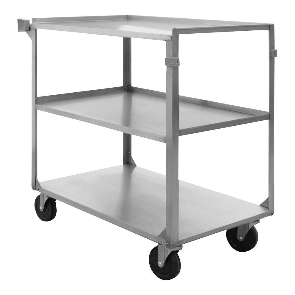 Wesco Industrial Products 39 1/4" x 22 3/8" 500 lb. 3-Shelf Stainless Steel Service Cart 260294