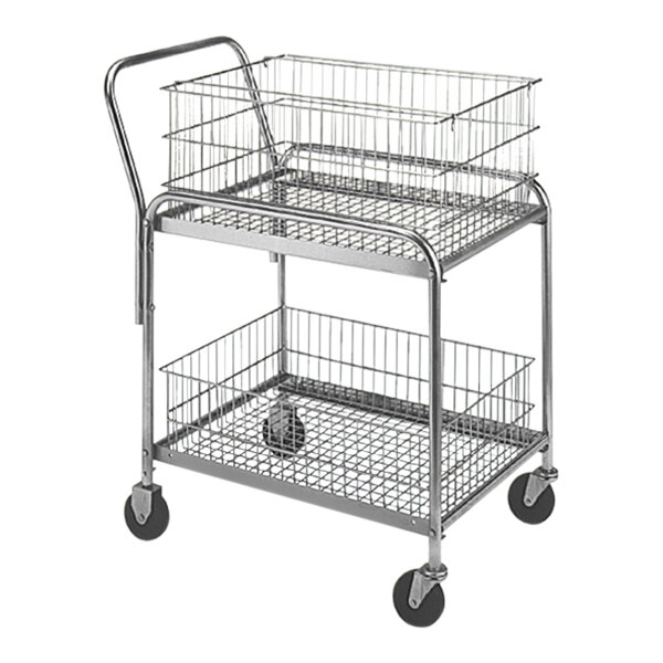 Wesco Industrial Products 20" x 33" 2-Shelf Plated Wire Mail Cart 272228