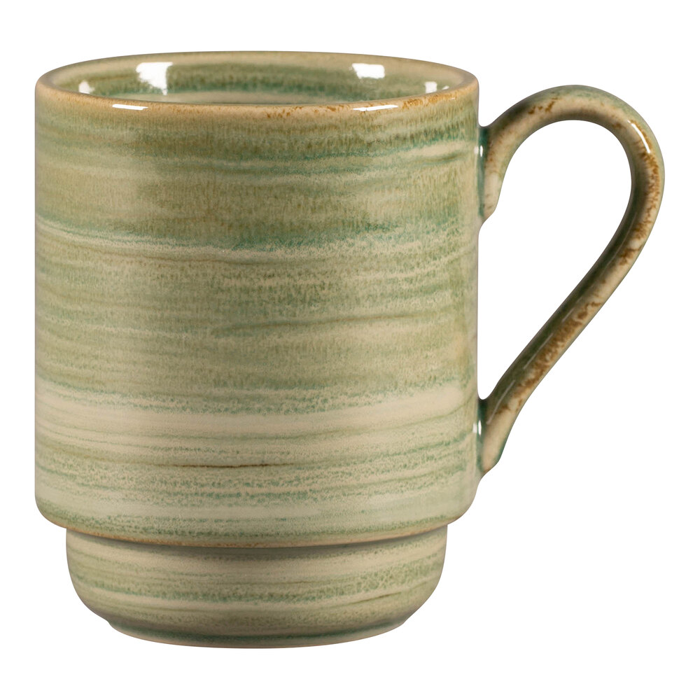 RAK Porcelain Rakstone Spot 10.15 oz. Stackable Emerald Porcelain Mug with Handle - 12/Case