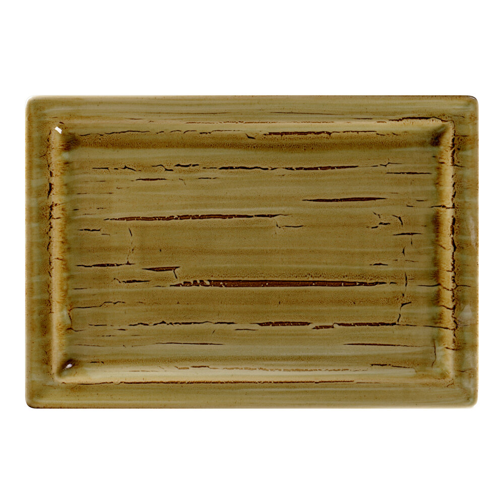 RAK Porcelain Rakstone Spot 13 1/4" x 9 1/8" Garnet Porcelain Rectangular Tray - 6/Case