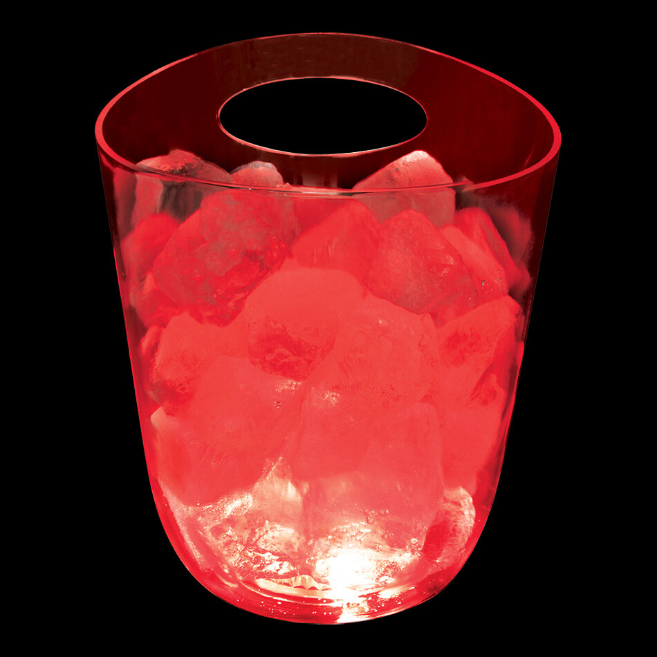 125 oz. Customizable Plastic Champagne Bucket with 5 Red LED Lights and Handle - 6/Case