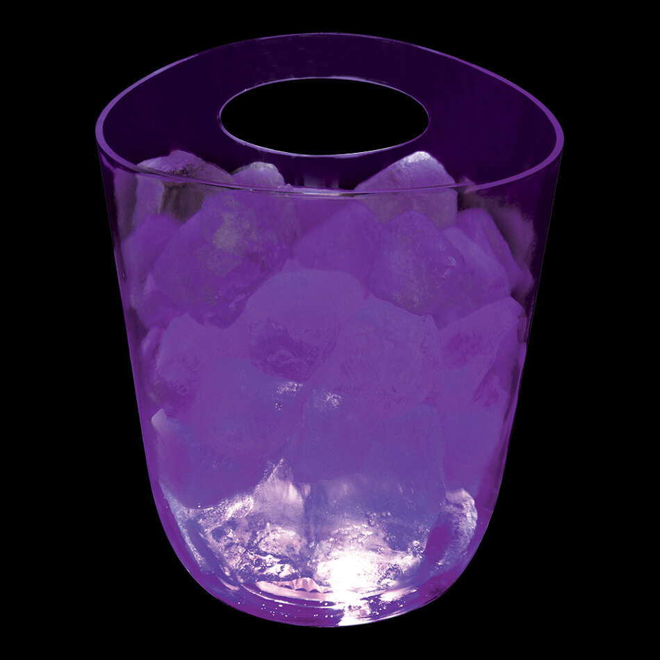 125 oz. Customizable Plastic Champagne Bucket with 5 Purple LED Lights and Handle - 6/Case