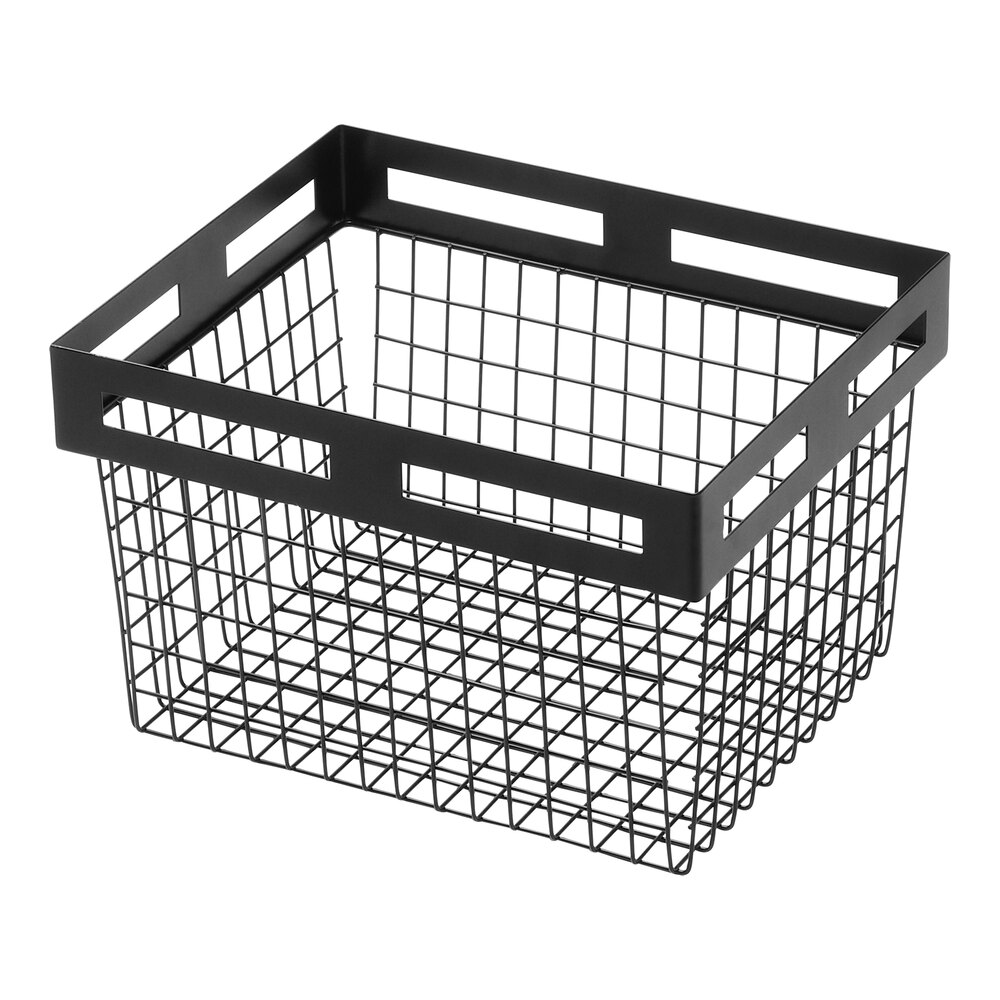 American Metalcraft Black Twilight 12 1/2" x 6 1/2" x 6" Black Metal Nestable Display Basket BNRB126