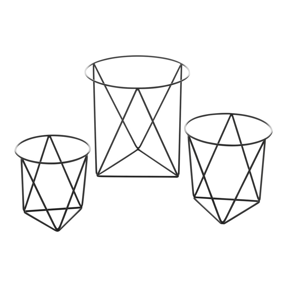 American Metalcraft 3-Piece Black Metal Geometric Pizza Stand Set