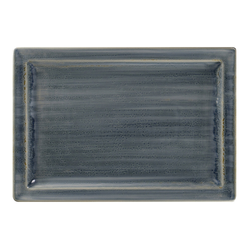 RAK Porcelain Rakstone Spot 13 1/4" x 9 1/8" Jade Porcelain Rectangular Tray - 6/Case