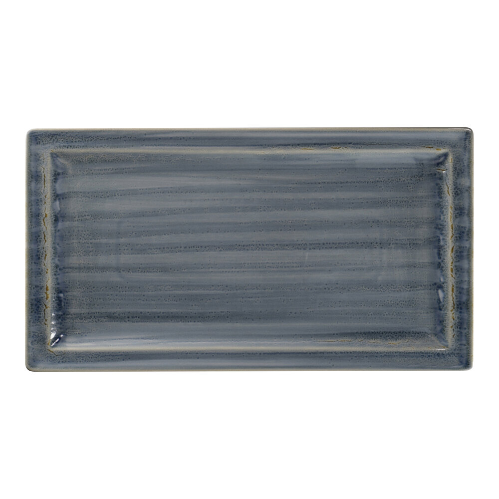 RAK Porcelain Rakstone Spot 15 1/8" x 8 1/4" Jade Porcelain Rectangular Tray - 6/Case