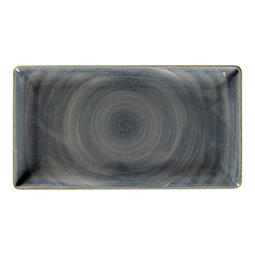 RAK Porcelain Rakstone Spot 13 1/4" x 7 1/8" Jade Porcelain Rectangular Plate - 6/Case