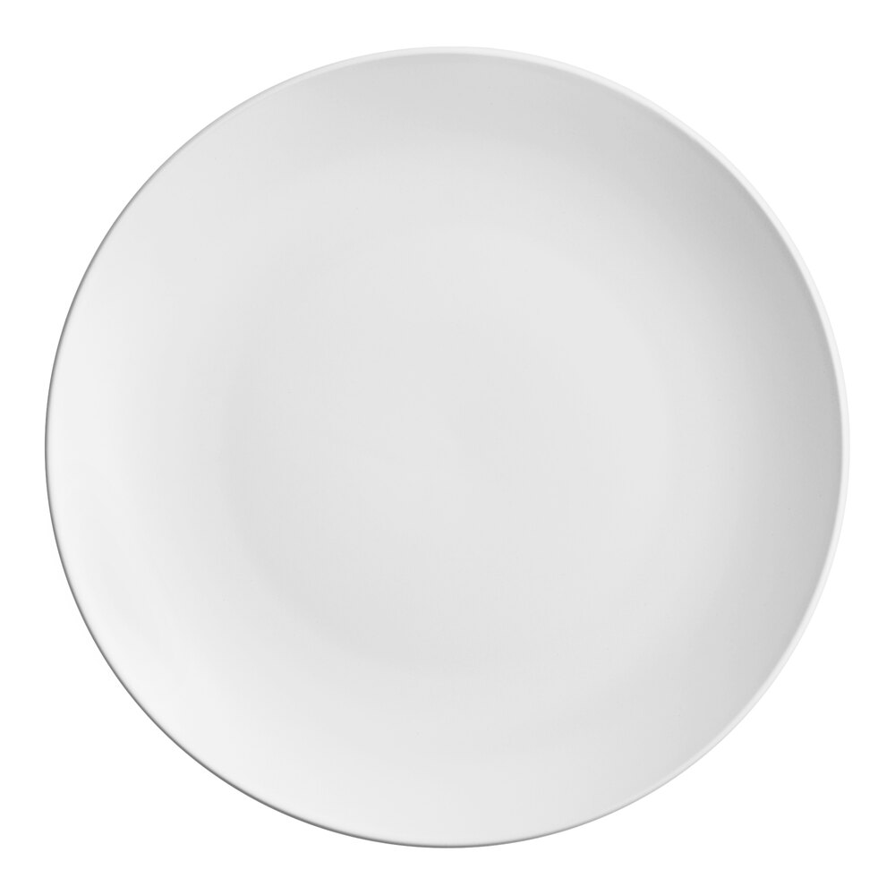 Acopa 10 1/2" Matte White Stoneware Coupe Plate - 12/Case