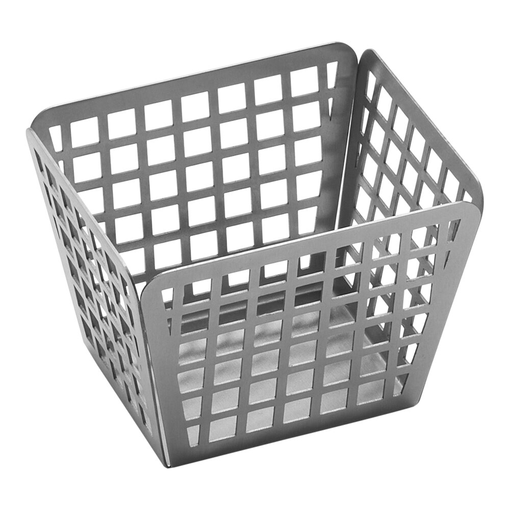 American Metalcraft 4 1/8" x 3 3/8" x 3" Laser Cut Rectangle Stainless Steel Fry Basket Server