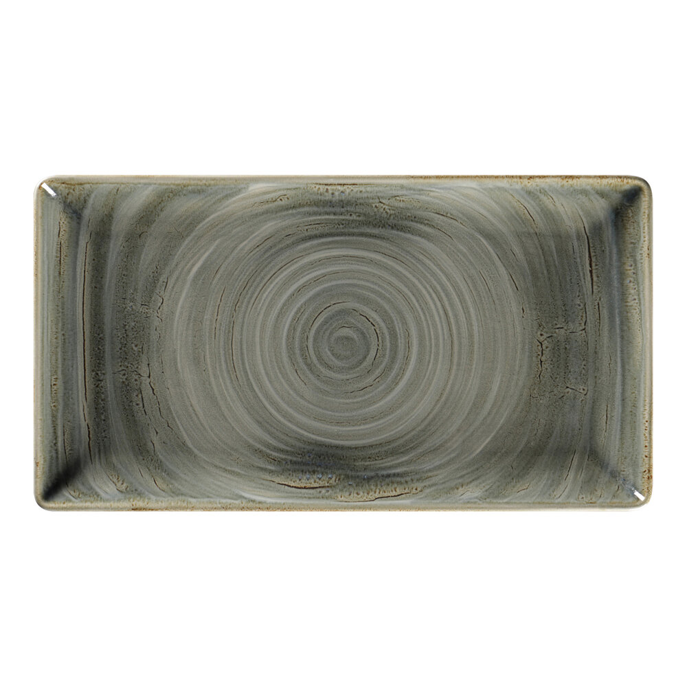 RAK Porcelain Rakstone Spot 13 1/4" x 7 1/8" Peridot Porcelain Rectangular Plate - 6/Case