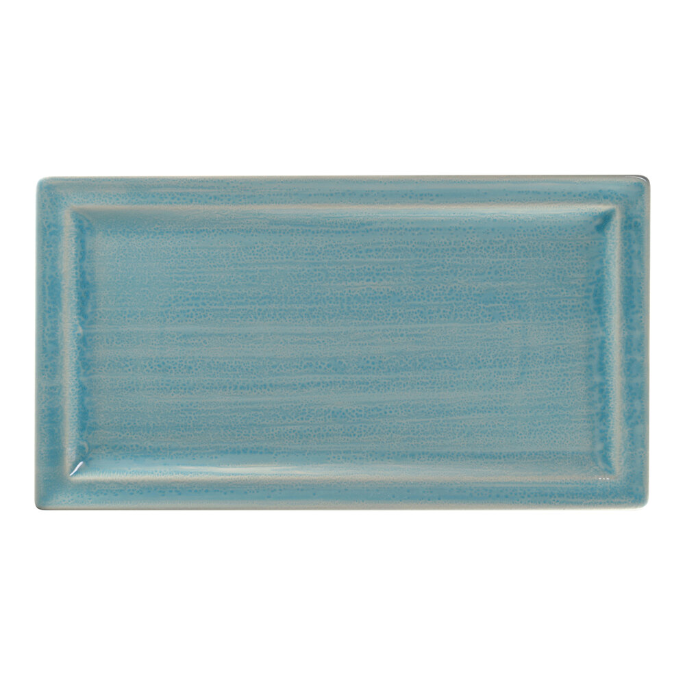 RAK Porcelain Rakstone Spot 15 1/8" x 8 1/4" Sapphire Porcelain Rectangular Tray - 6/Case