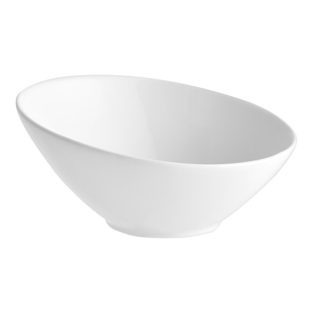 Acopa 5 oz. Bright White Slanted Porcelain Bowl - 36/Case