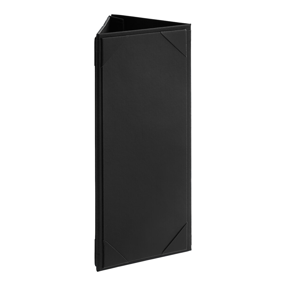 Acopa Prime 4 1/4" x 11" Black 3-View Triangular Table Tent