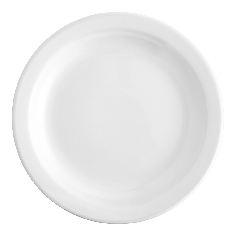 Acopa 5 1/2" Bright White Narrow Rim Stoneware Plate - 36/Case