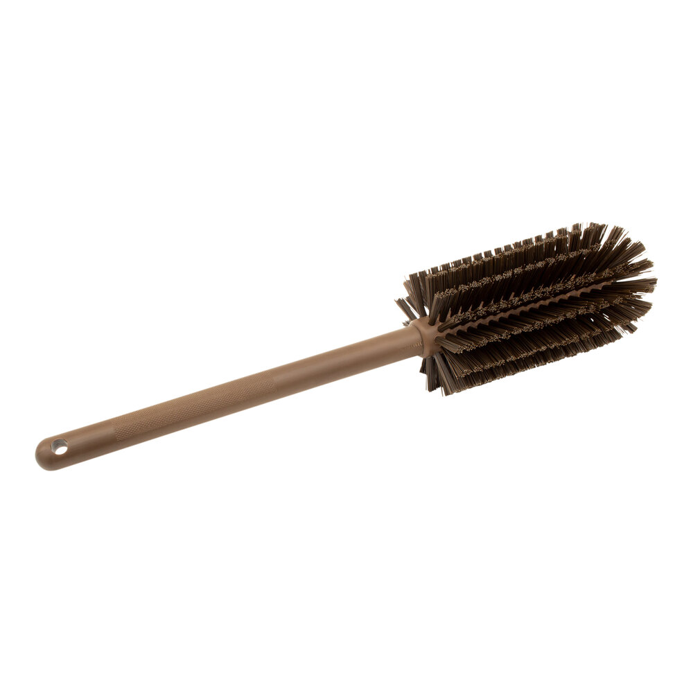 Carlisle Sparta 16" Brown Carafe and Server / Bottle Cleaning Brush - 3 1/4" Bristle Diameter 40001EC01
