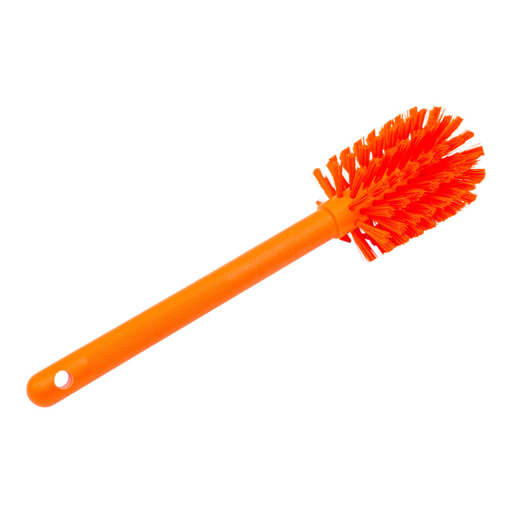Carlisle Sparta 12" Orange Carafe and Server / Bottle Cleaning Brush - 2 3/4" Bristle Diameter 40000EC24